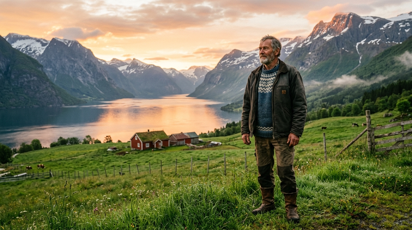 Norsk bonde ved daggry
